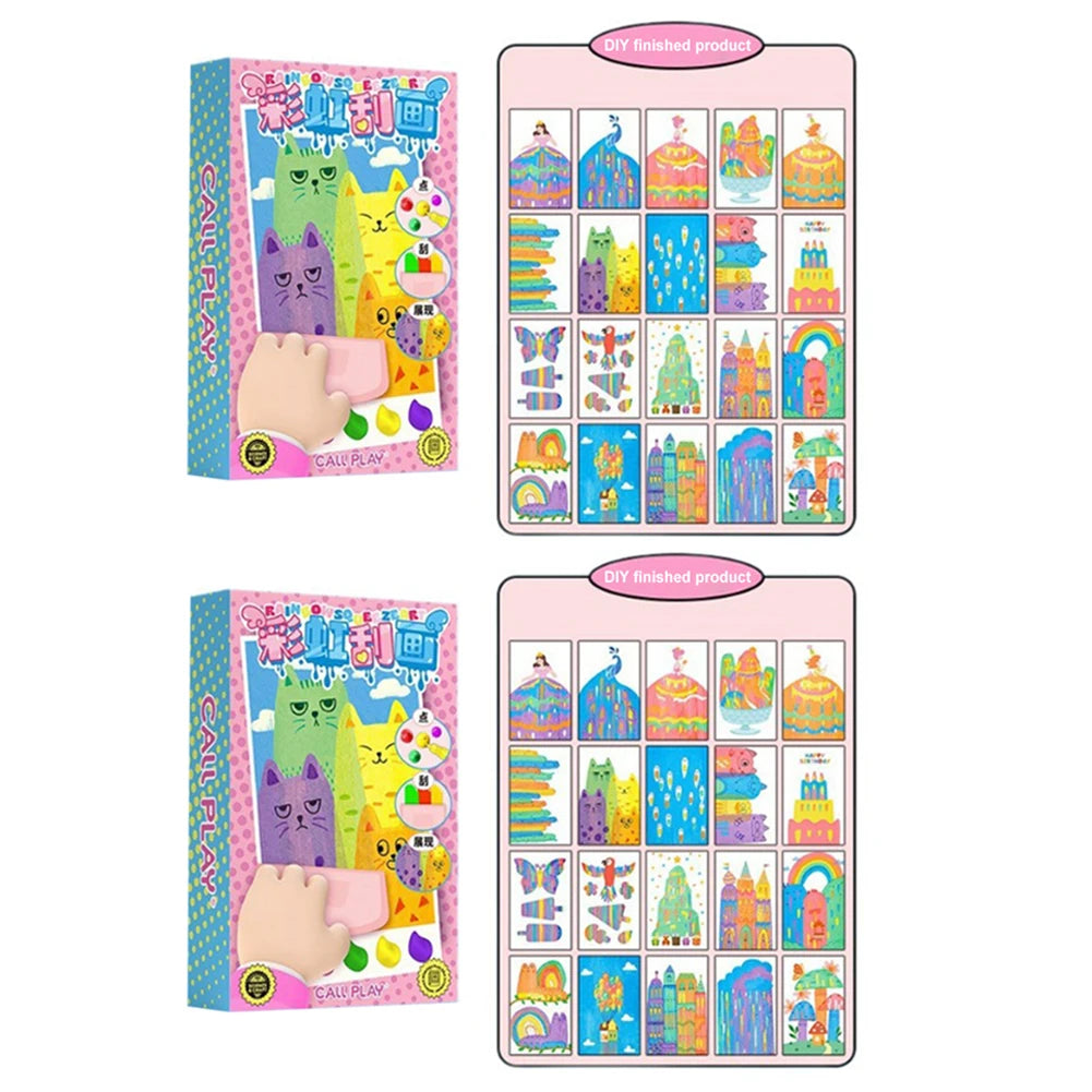 Squeegee Art Kids Paint Kit Childrens Painting Crafts Creativity Set DIY Rainbow Scratch Art Boys Girls Birthday Christmas Gifts