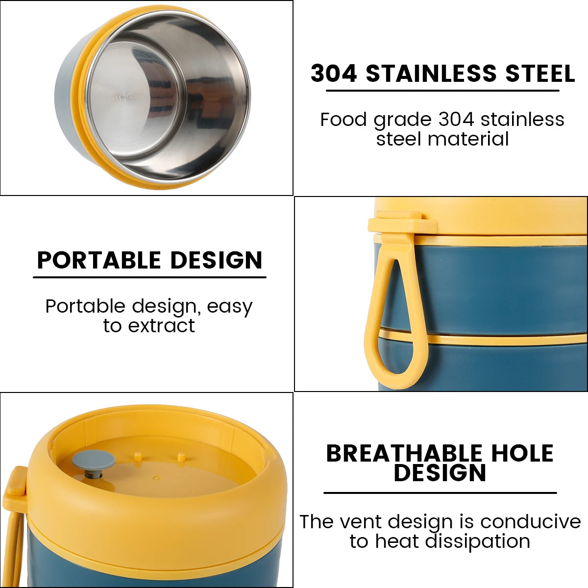 710ML Insulated Food Container Stainless Steel Vaccum Cup Soup Lunch Box with Foldable Spoon Thermo Keep Hot for School Child