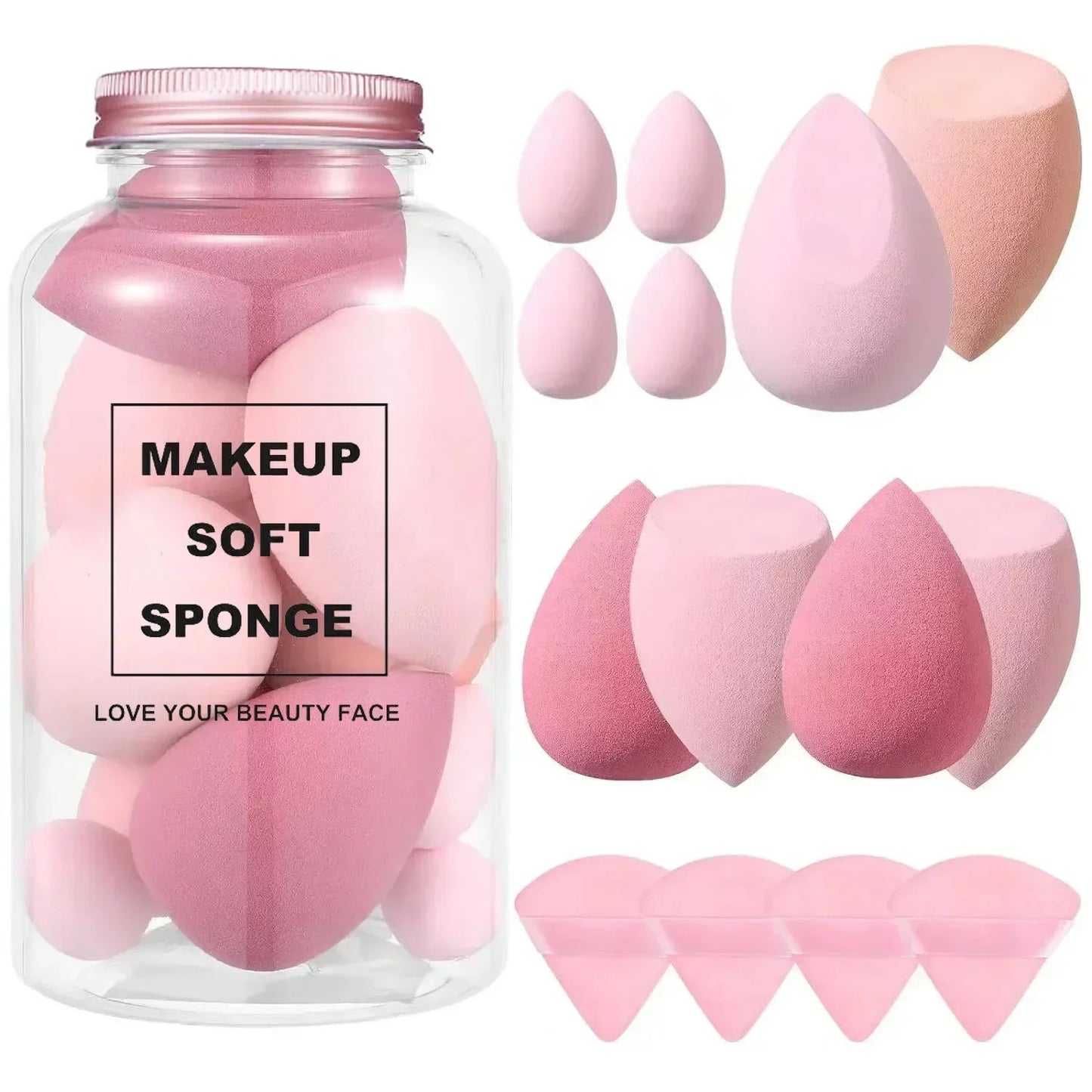14Pcs Makeup Sponge Blender Beauty Egg with Storage Bottle Cosmetic Puff Foundation Sponges Powder Puffs Make Up Accessories