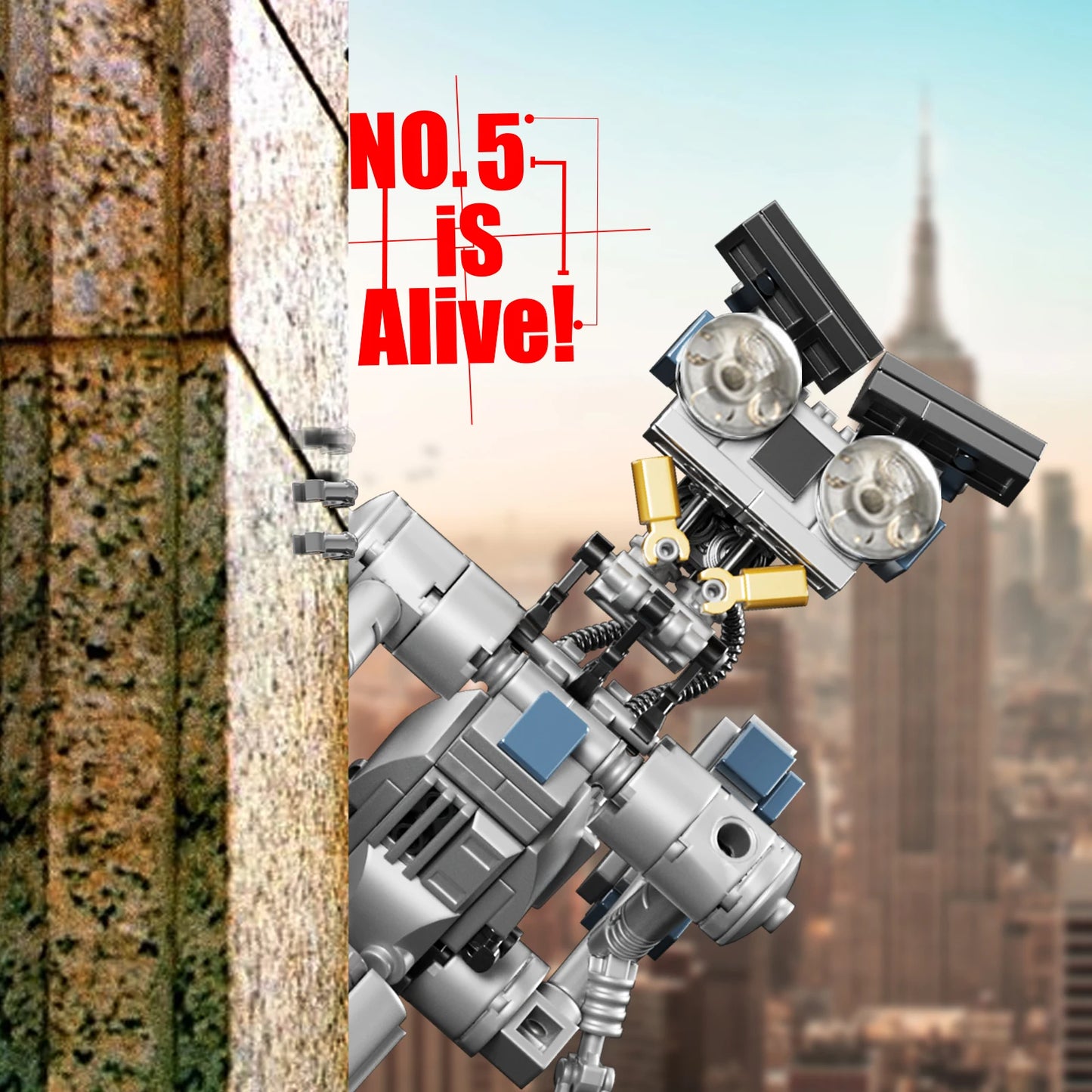 386PCS Upgrade Johnny 5 Robot Building Block Kit Movie Shorted Circuits Military Emotional Mecha Model Bricks Gift for Kid Adult