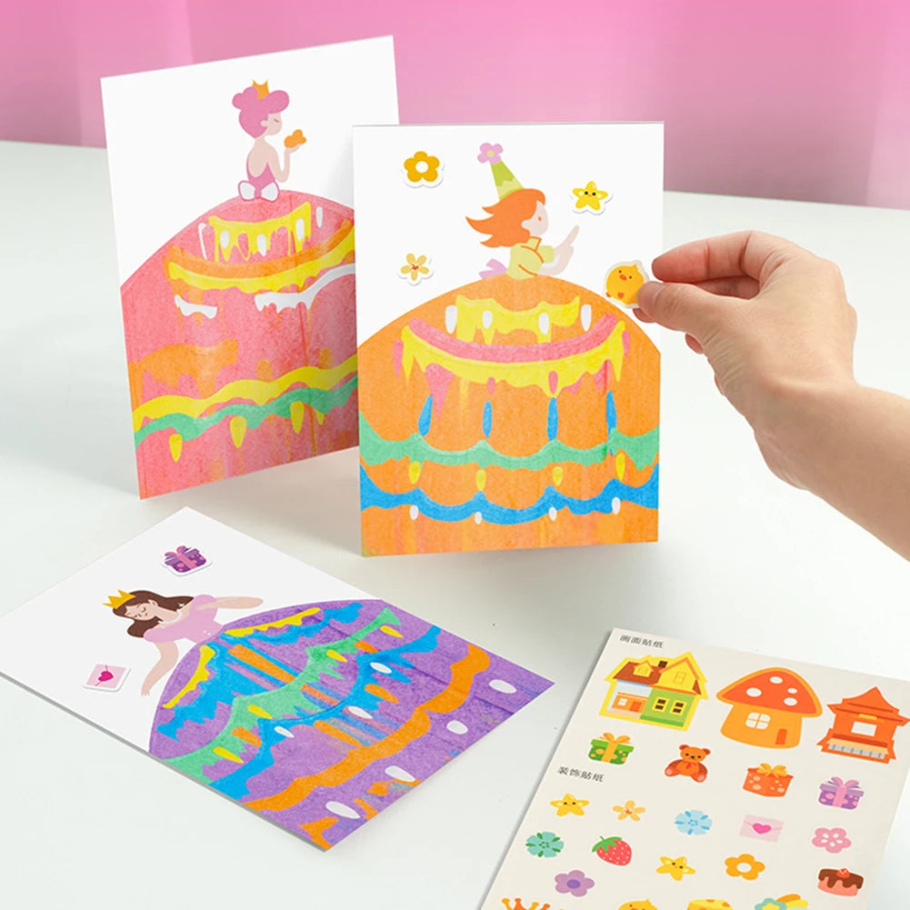 Squeegee Art Kids Paint Kit Childrens Painting Crafts Creativity Set DIY Rainbow Scratch Art Boys Girls Birthday Christmas Gifts
