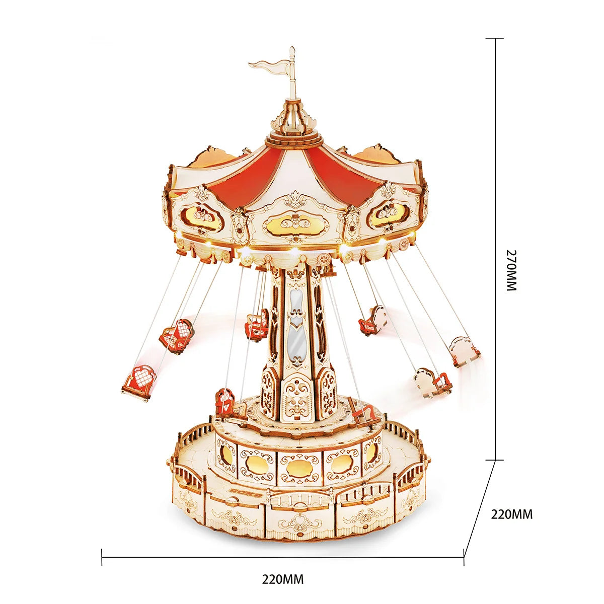 Robotime ROKR Magic Amusement Park Wooden Toys DIY Music Box Moveable 3D Wooden Puzzle for Kids Gifts for Christmas EA