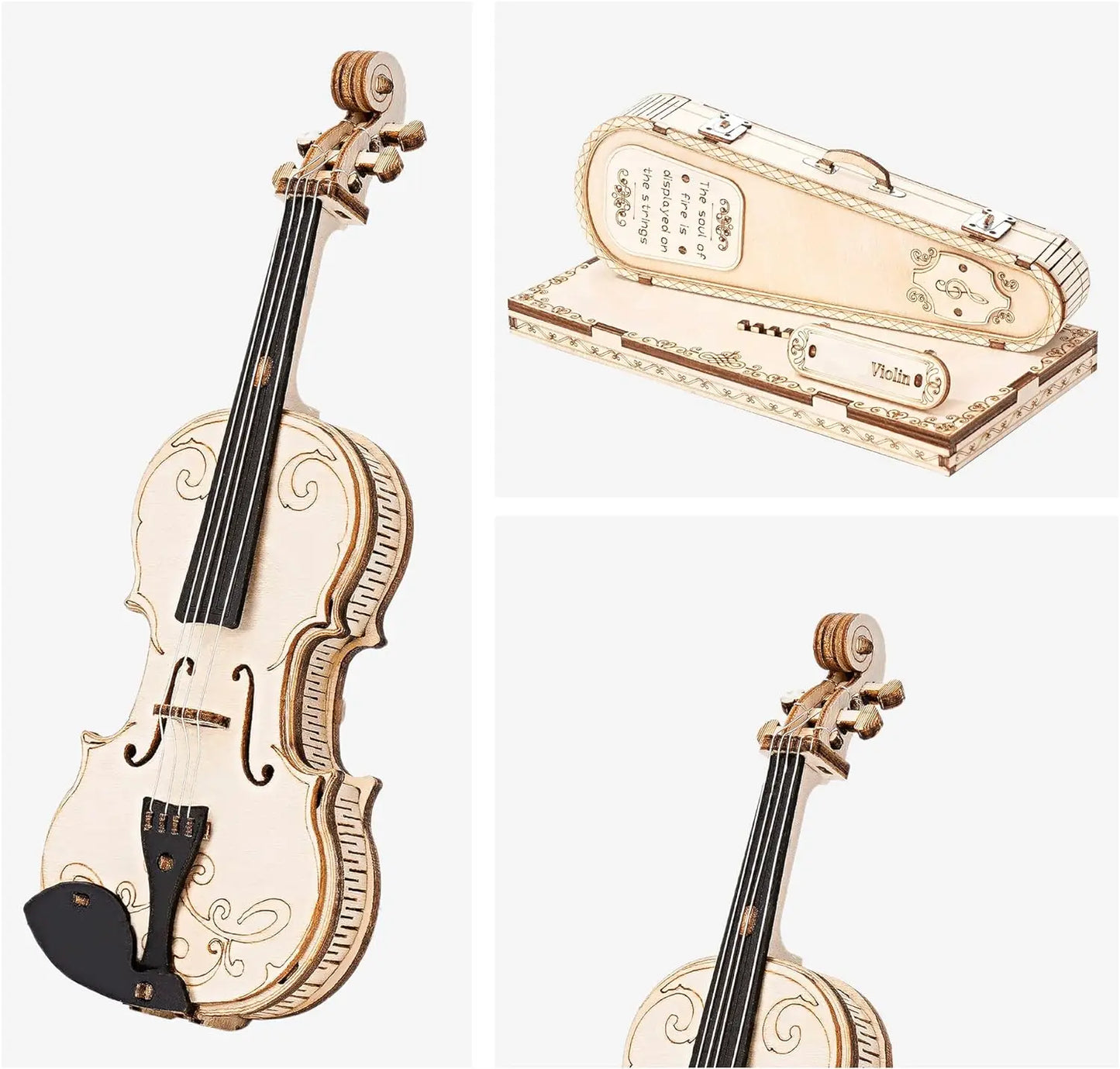 Robotime ROKR 3D Wooden Puzzle Violin Capriccio Model DIY Gifts for Boys&Girls Easy Assembly Kits MusicalBuilding Blocks TG604K