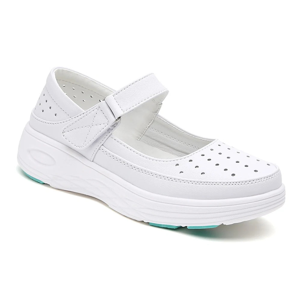 Leather Air Cushion Nurse Shoes Women Thick Soled Shoes Soft-Soled Work White Shoes Breathable Non-Slip Medical Shoes