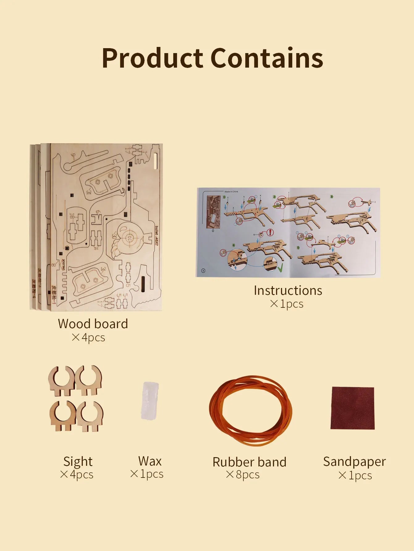 3D Wooden Puzzle Model Building Kit Mechanical Rubber Band Gun Toy DIY Brain Tearer Birthday Gift