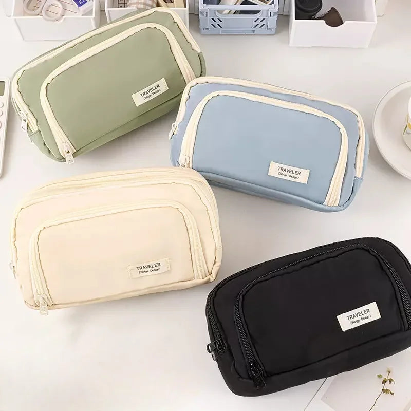 Girl Large Capacity Aesthetic Pencil Bag Zipper Pencil Pouch School Cases Cute Stationery Holder Bag Student School Supplies