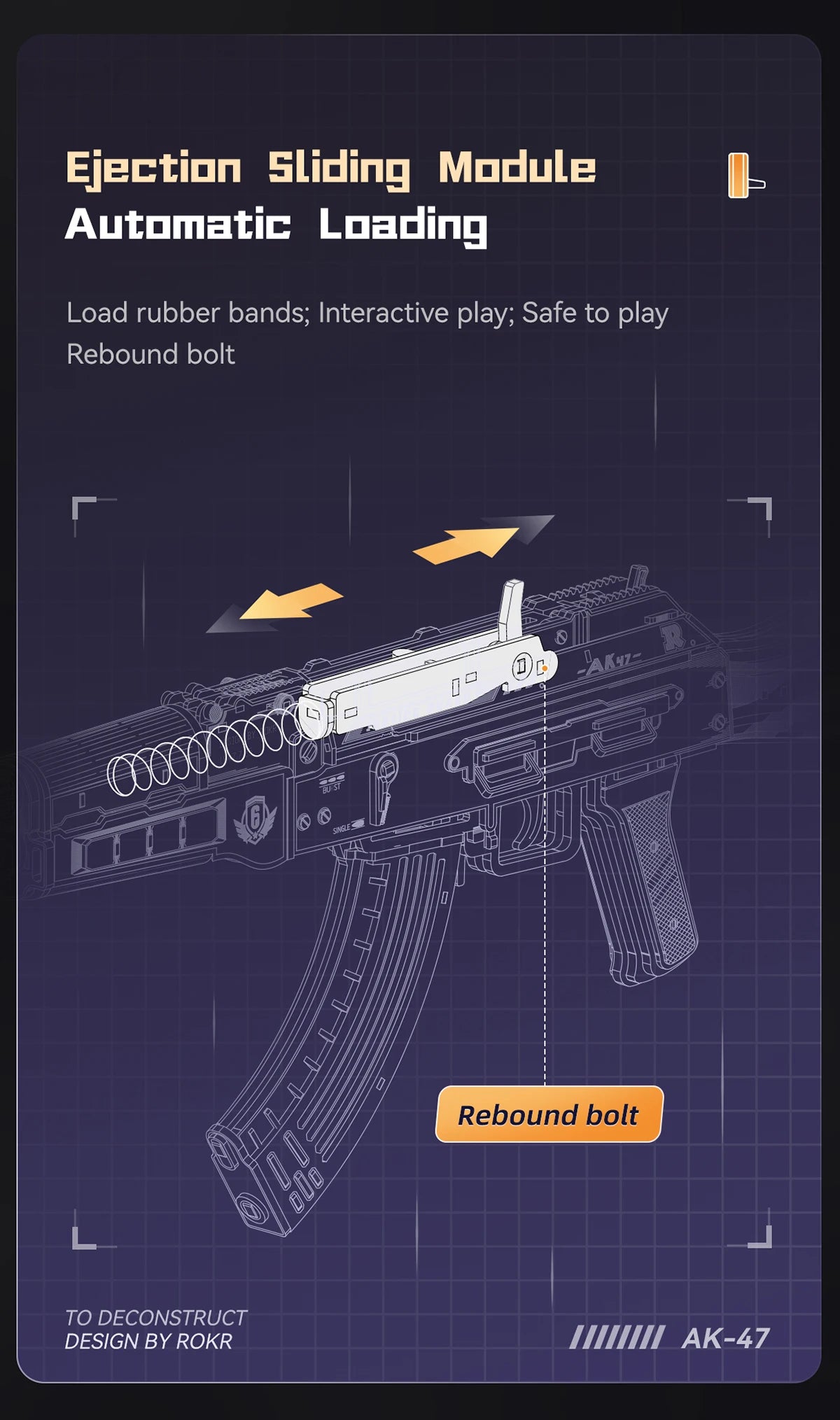 Robotime Rokr Automatic Rifle AK47 3D Wooden Gun Funny DIY Building Block Toys for Kids Adults Justice Guard Wooden PuzzleLQ901