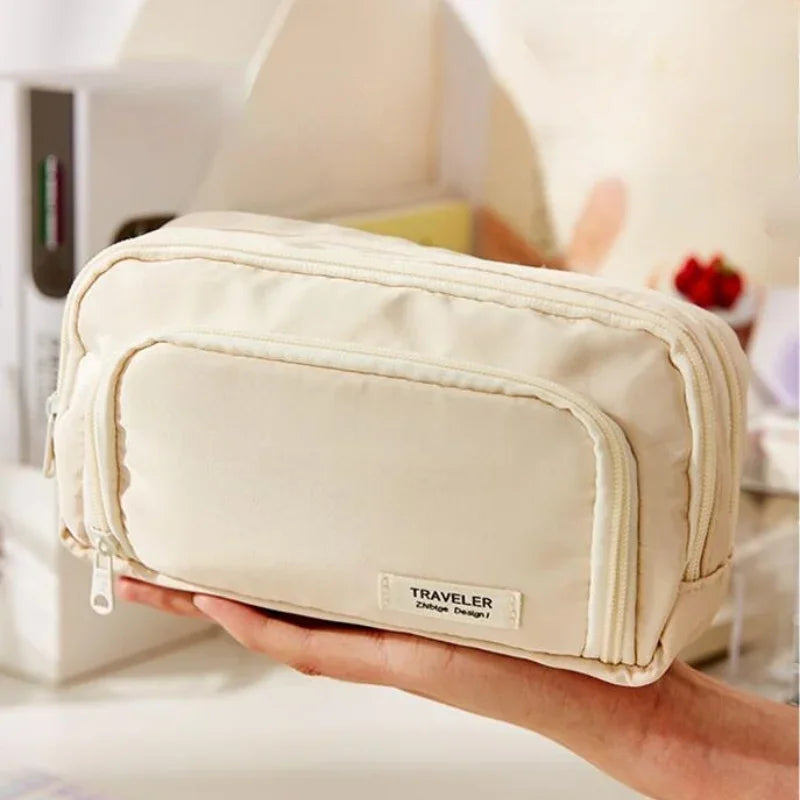 Girl Large Capacity Aesthetic Pencil Bag Zipper Pencil Pouch School Cases Cute Stationery Holder Bag Student School Supplies