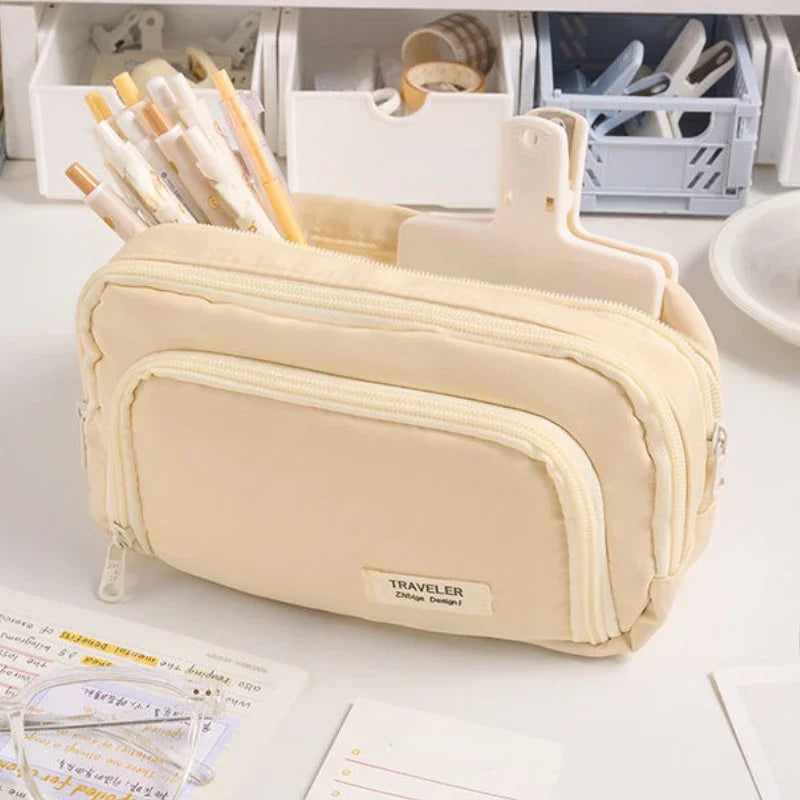 Girl Large Capacity Aesthetic Pencil Bag Zipper Pencil Pouch School Cases Cute Stationery Holder Bag Student School Supplies