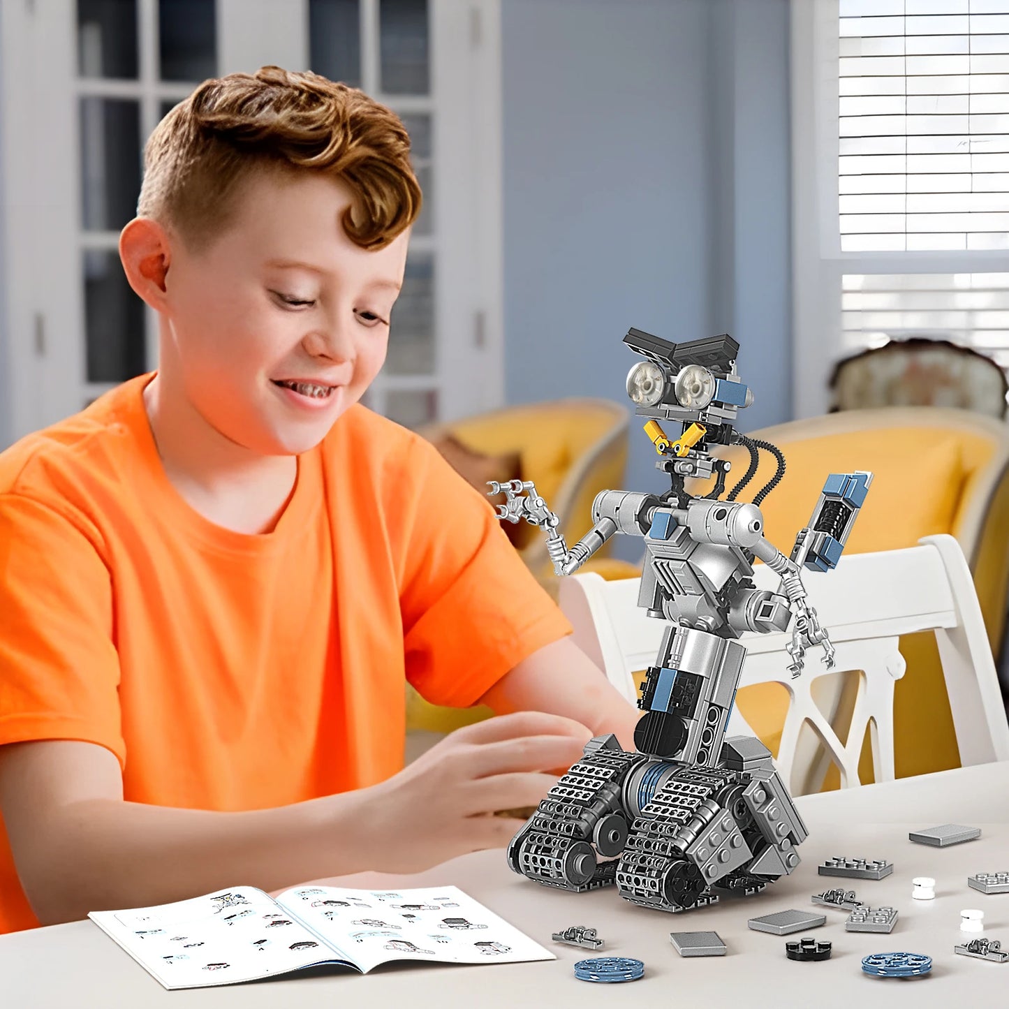 386PCS Upgrade Johnny 5 Robot Building Block Kit Movie Shorted Circuits Military Emotional Mecha Model Bricks Gift for Kid Adult