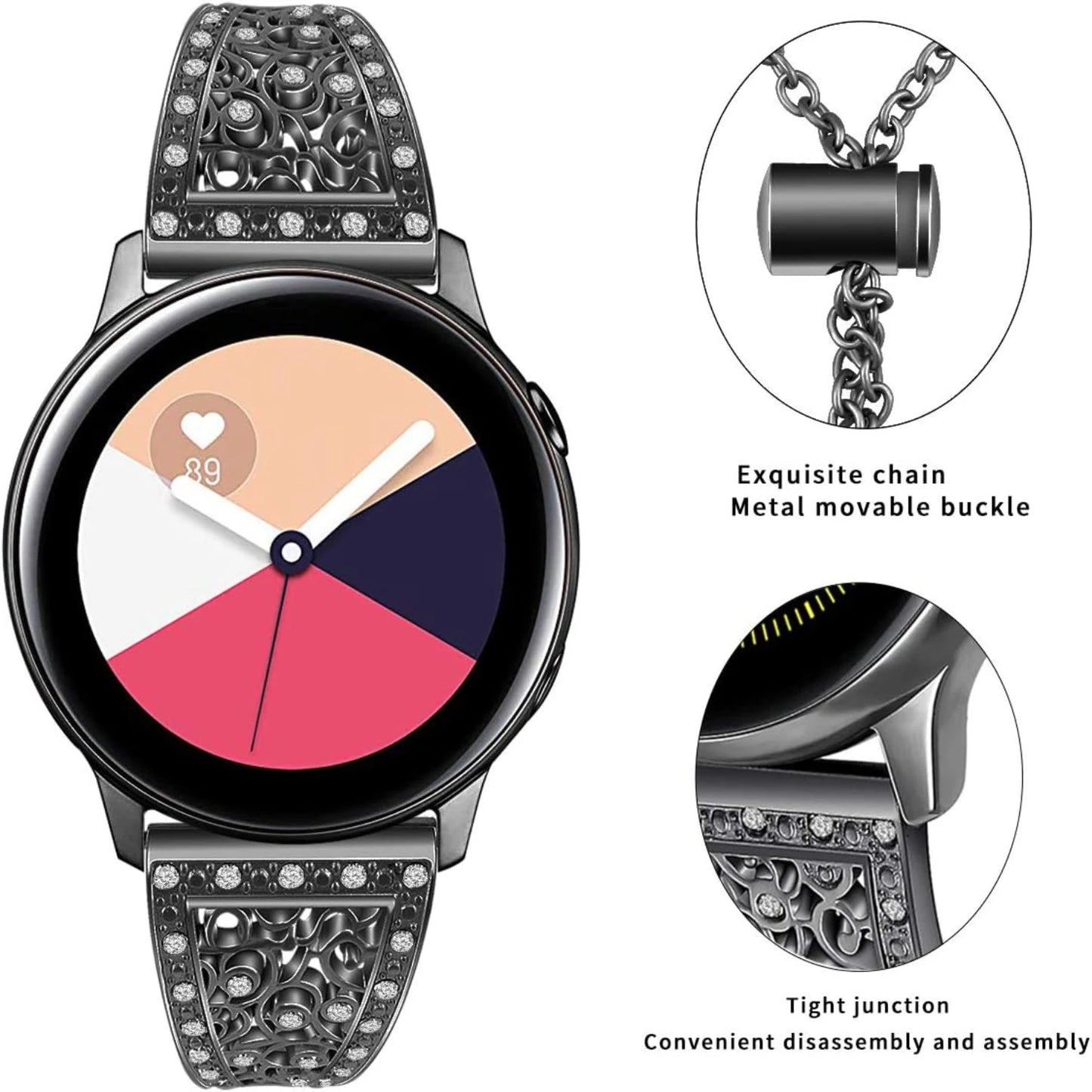 Enhance your fashion statement with this chic, modern metal bracelet strap for Watch 6/6 Classic/5/5/4/4 Classic/3 41mm/Active2/