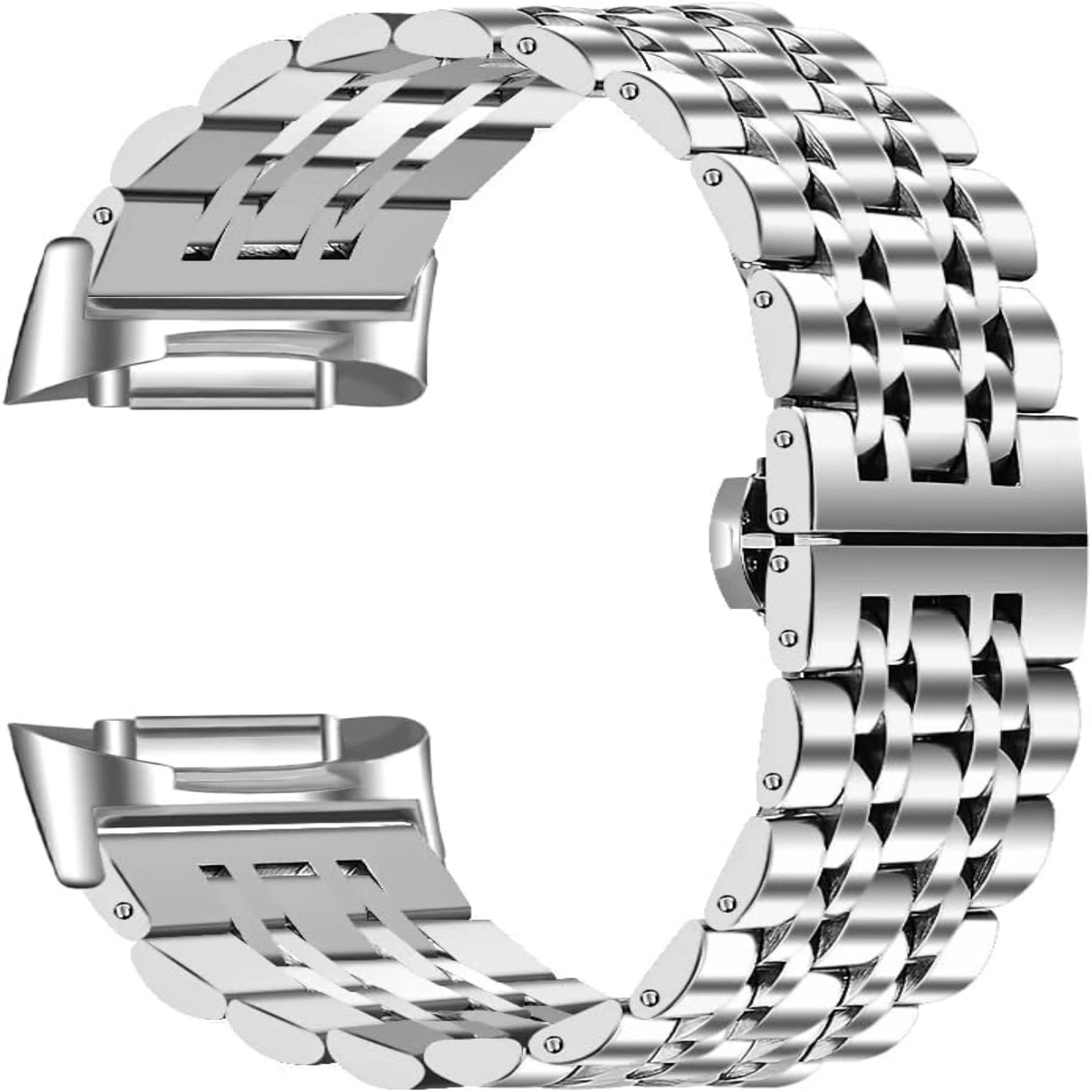 Stylish Cool Adjustable Stainless Steel Bands for Charge 5 Smartwatch - Chic Metal Wristband Bracelet Accessories for Women & Me