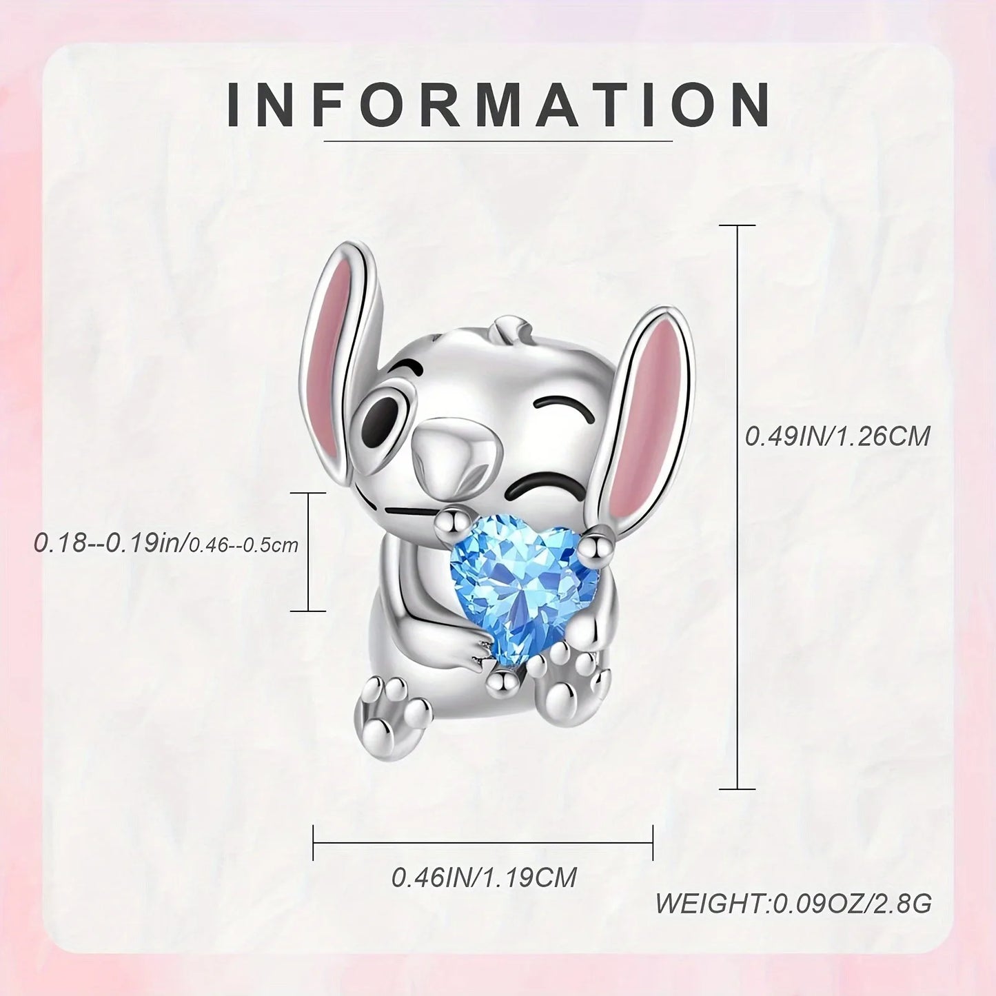 925 Sterling Silver Women Authentic 925 Sterling Silver Alien Dog Blue Heart Pendant Bracelet & Necklace Women Holiday DIY Gift