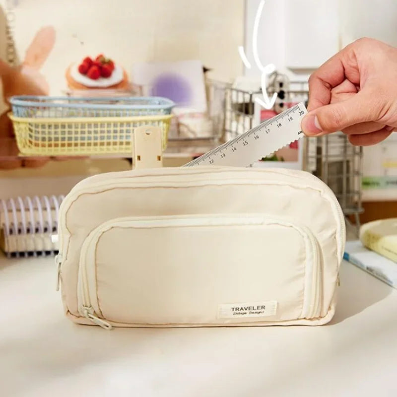 Girl Large Capacity Aesthetic Pencil Bag Zipper Pencil Pouch School Cases Cute Stationery Holder Bag Student School Supplies