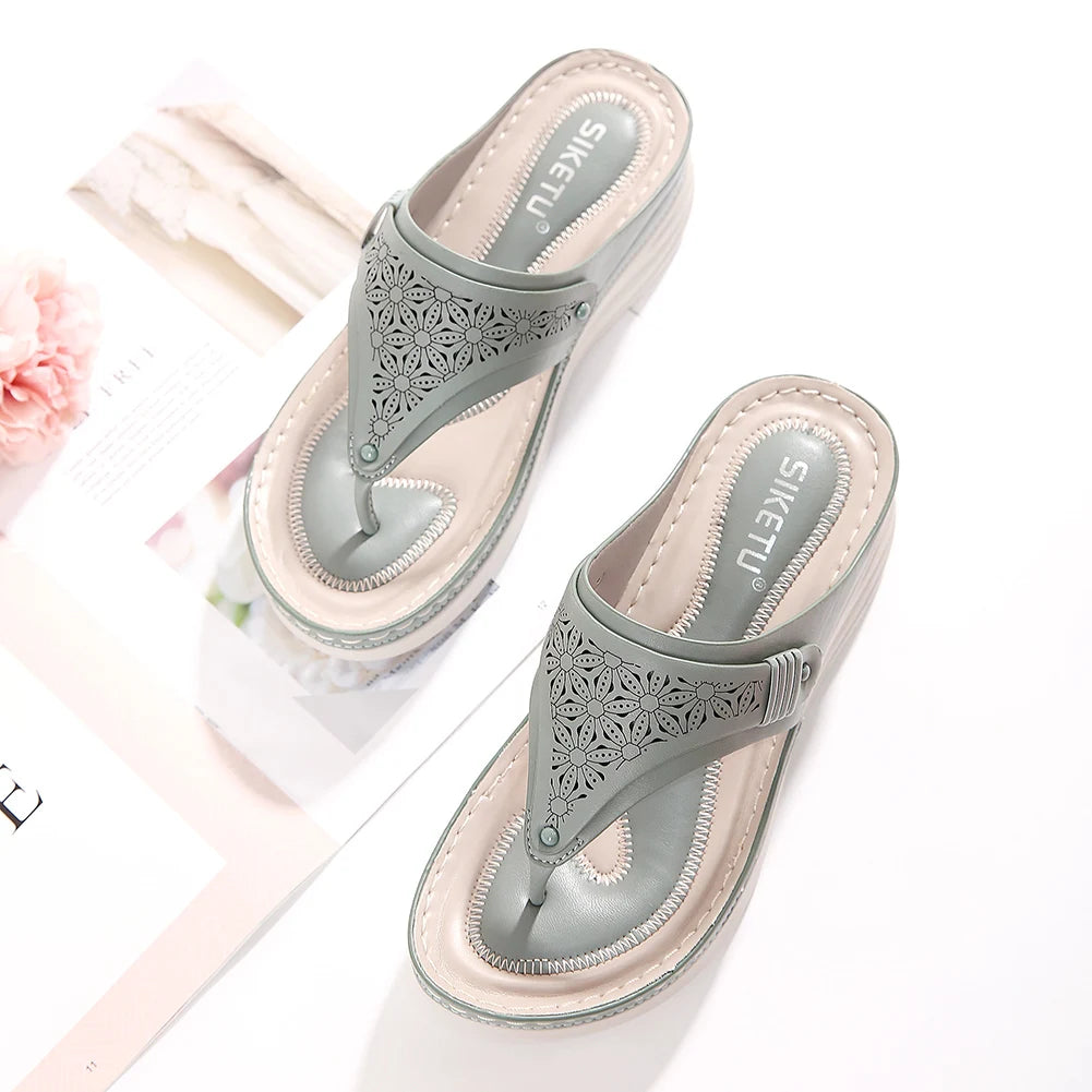 Women Orthopedic Sandals Summer Hollow Sandals Breathable Casual Wedge Sandals Non Slip Thick Sole Beach Shoes for Beach