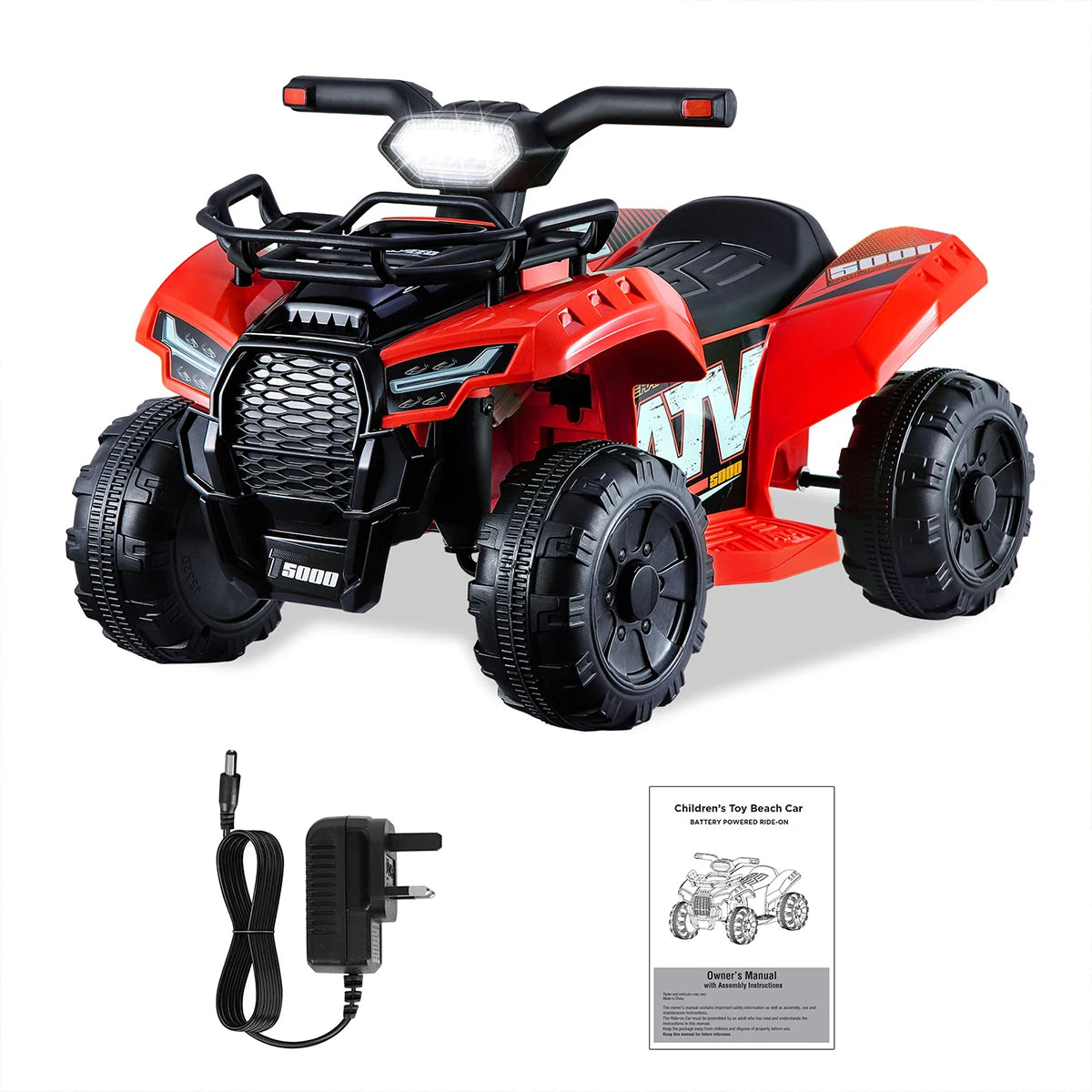 Electric Quad Bike for Kids Gifts 6V Battery Electric Ride on Car Children 18-36 Months Riding Toy Car with Music, USB, Light