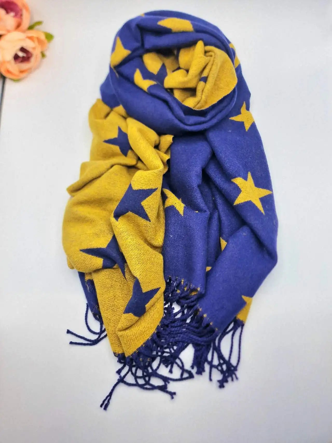 Soft Cashmere Feel Scarf Classic Stars Pashmina Shawl Wraps Large Winter Warm Scarves