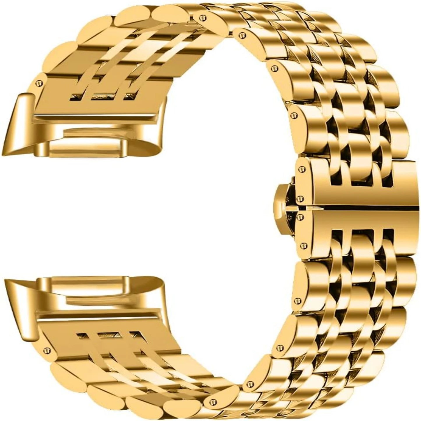 Stylish Cool Adjustable Stainless Steel Bands for Charge 5 Smartwatch - Chic Metal Wristband Bracelet Accessories for Women & Me