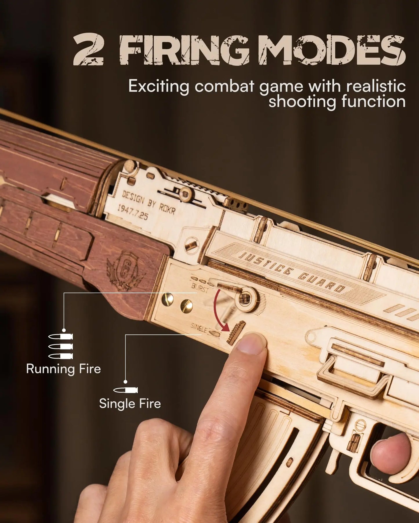 Robotime Rokr Automatic Rifle AK47 3D Wooden Gun Funny DIY Building Block Toys for Kids Adults Justice Guard Wooden PuzzleLQ901