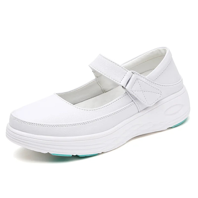 Leather Air Cushion Nurse Shoes Women Thick Soled Shoes Soft-Soled Work White Shoes Breathable Non-Slip Medical Shoes