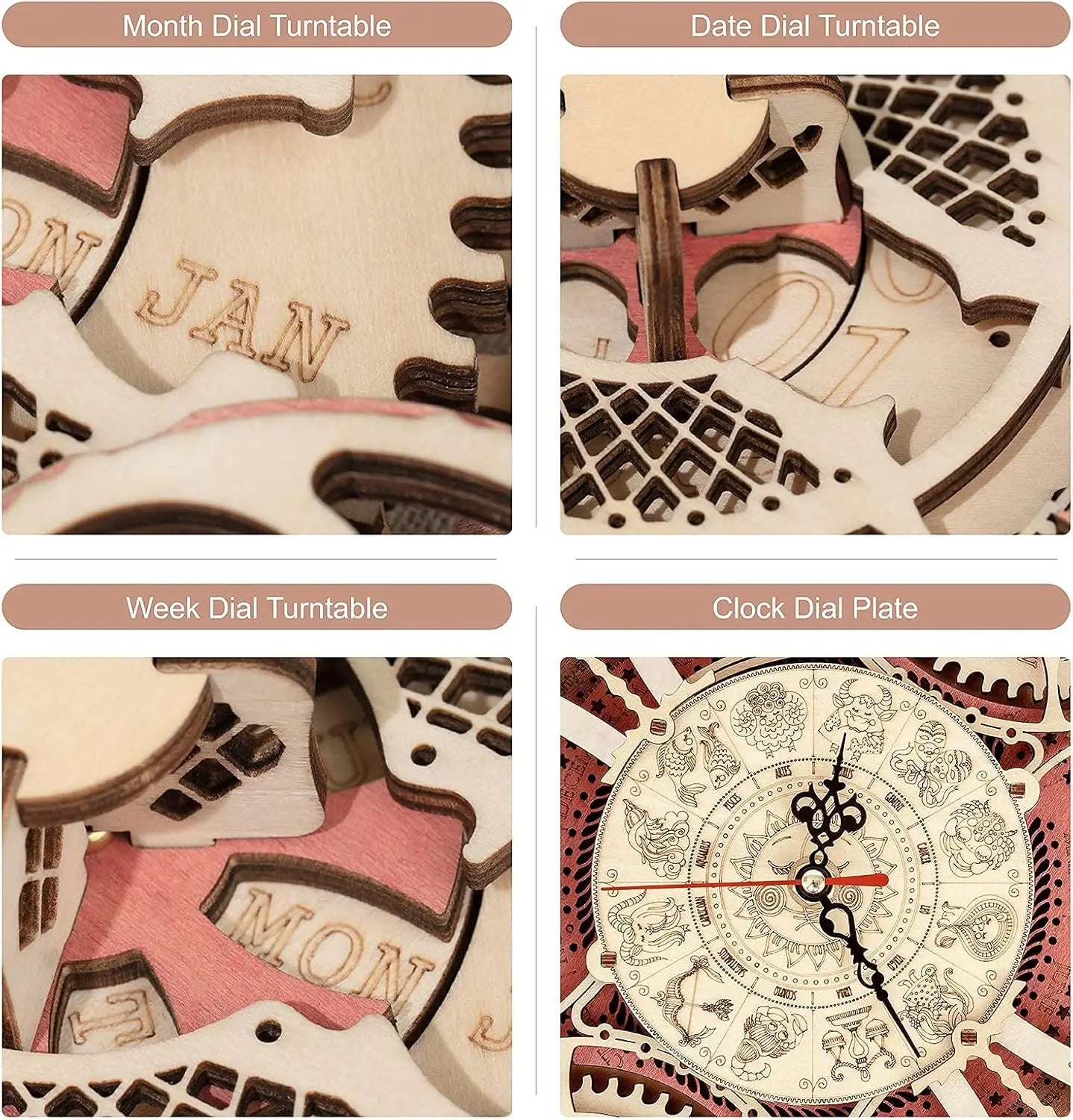 Robotime Wall Clock 3D Wooden Puzzle Wooden Set Mechanical Building Kits Wooden Puzzle Game Children Gift Best Christmas Gift