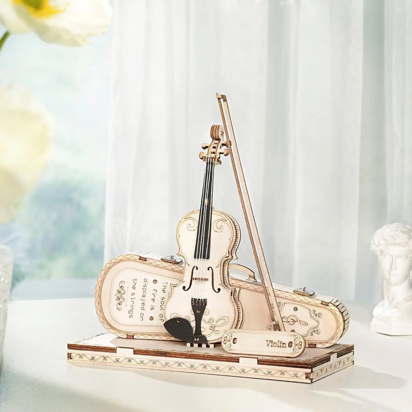 Robotime ROKR 3D Wooden Puzzle Violin Capriccio Model DIY Gifts for Boys&Girls Easy Assembly Kits MusicalBuilding Blocks TG604K