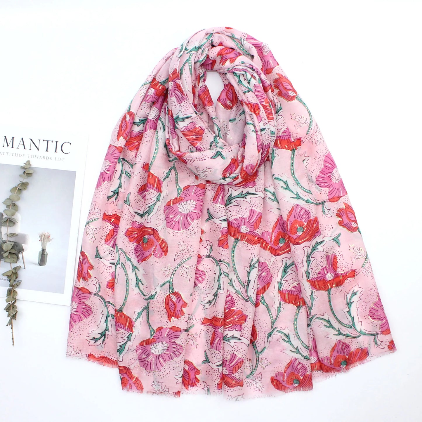 luxury Cotton Colours Poppies Scarf reversable super soft summer winter spring scarf unisex trendy premium quality scarf