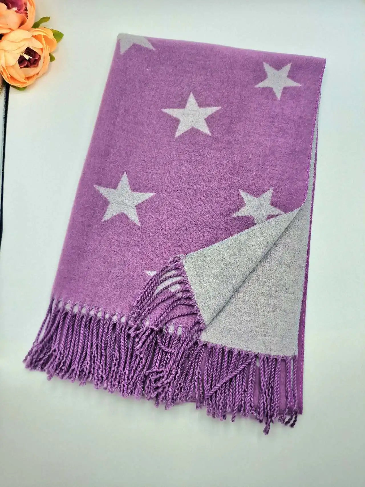 Soft Cashmere Feel Scarf Classic Stars Pashmina Shawl Wraps Large Winter Warm Scarves