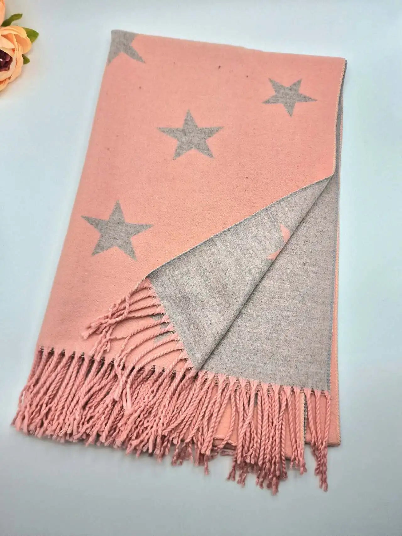Soft Cashmere Feel Scarf Classic Stars Pashmina Shawl Wraps Large Winter Warm Scarves