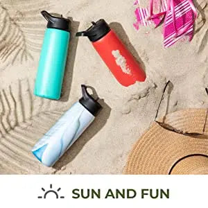 Triple Insulated Stainless Steel Water Bottle With Straw Lid Flip Top Lid Wide Mouth Cap 750 ML Keeps Hot and Cold Hiking Biking