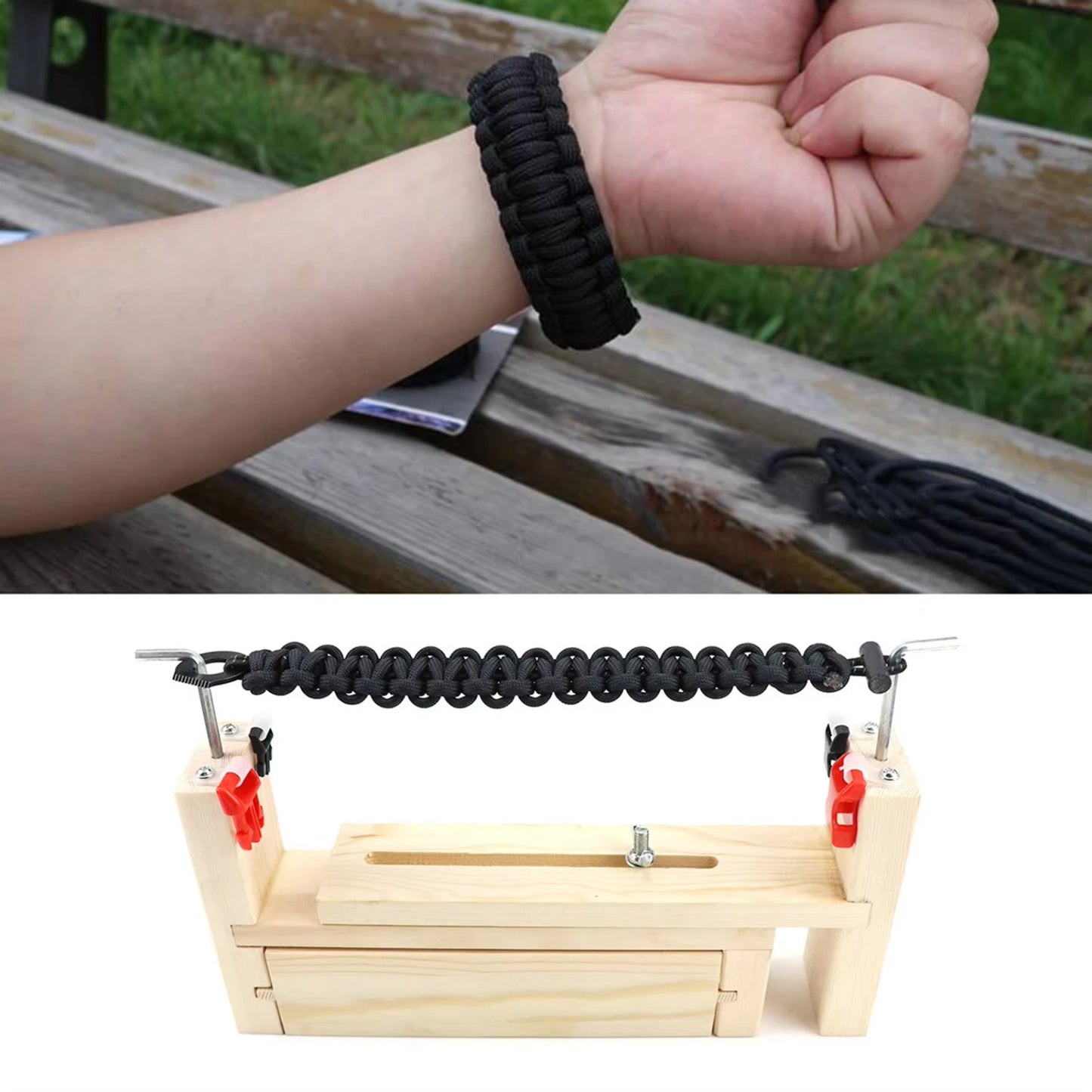 Bracelet Woven Workbench Length Adjustable 7.8-13.8 Inches Manual Wooden Paracord Jigs Set DIY Tool Rope Weaving Maker Platform