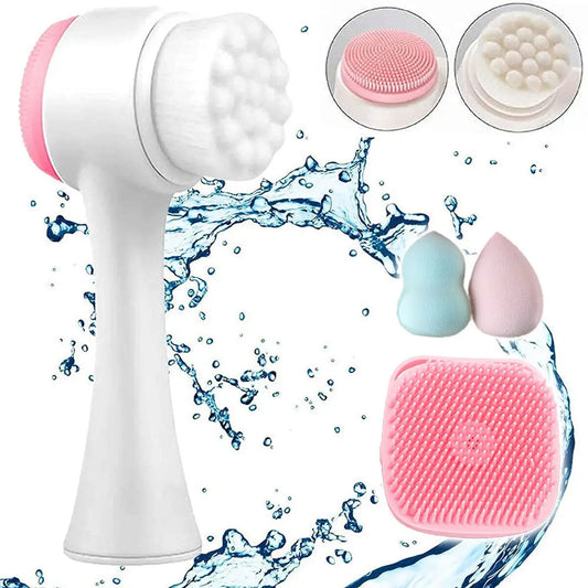 4 In 1 Facial Cleansing Brush, Mask Brush Silicone Face Scrubber