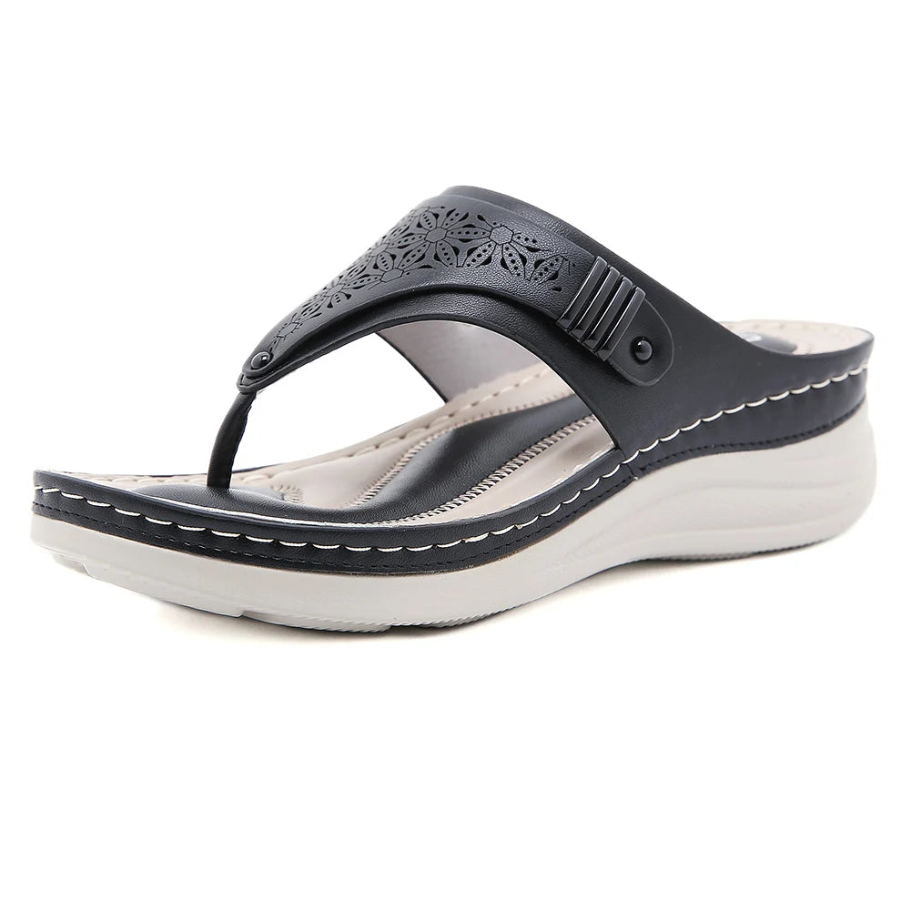 Women Orthopedic Sandals Summer Hollow Sandals Breathable Casual Wedge Sandals Non Slip Thick Sole Beach Shoes for Beach