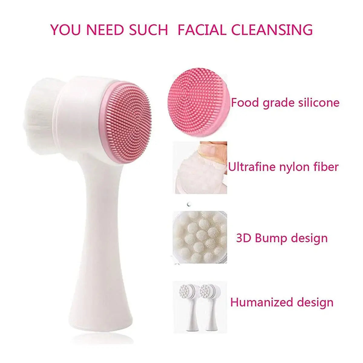 4 In 1 Facial Cleansing Brush, Mask Brush Silicone Face Scrubber