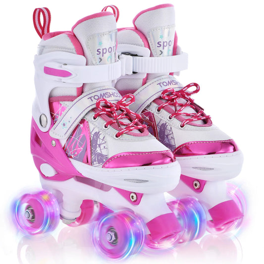 Adjustable Luminous Roller Skate Roller Skates for Girls Boys for Kids 4 Size Adjustable Light Up