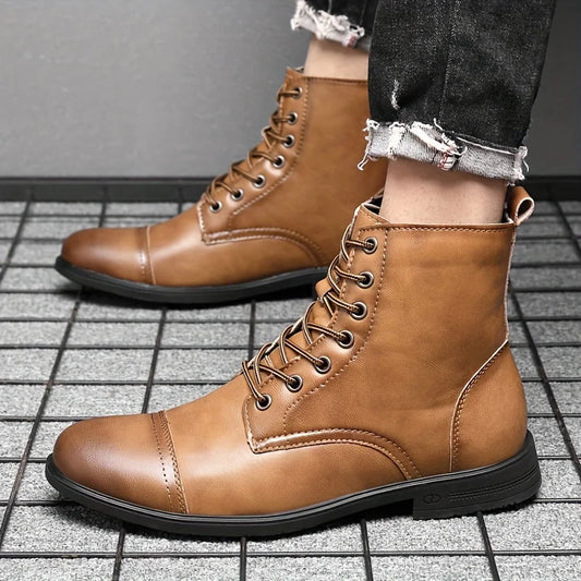 Toe Dress Boots, Derby Shoes Boots, Casual Lace-up Walking Shoes
