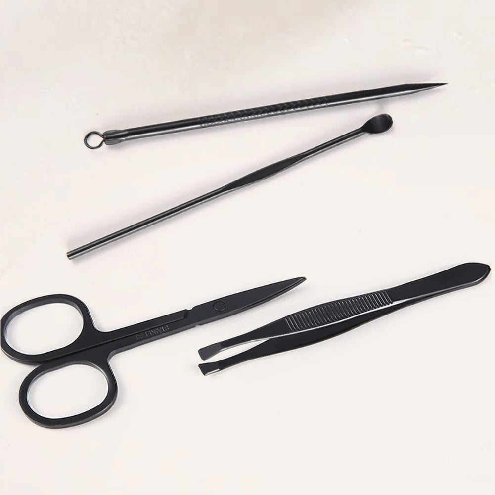 16Pcs Professional Manicure Set Pedicure Set Stainless Steel Nail Cutters Tools Portable with Leather Case for Men Women