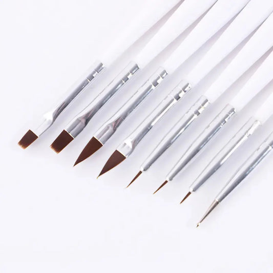 Manicure Design Tool for Home Women - 8 Pcs Nylon Brush Set with Gel Pedicure Dotting Pen - Essential Makeup Accessories