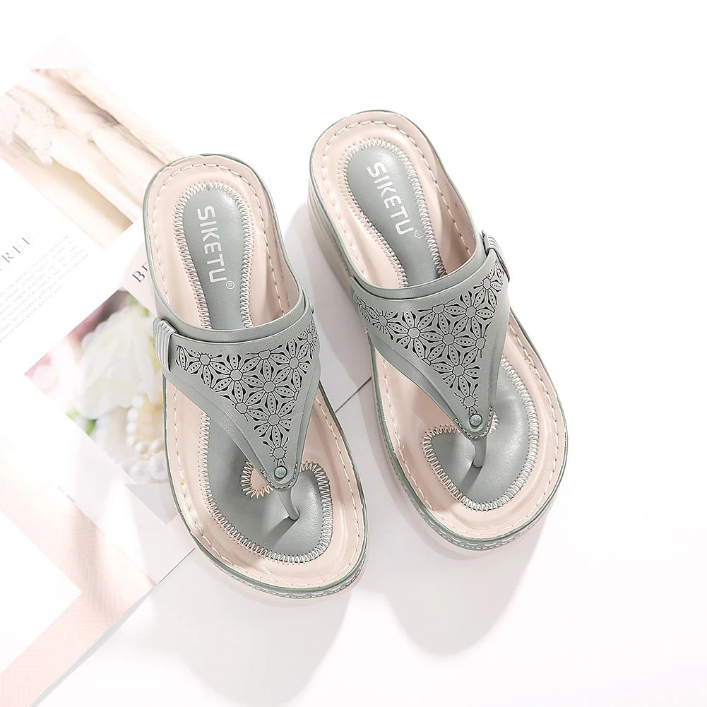 Women Orthopedic Sandals Summer Hollow Sandals Breathable Casual Wedge Sandals Non Slip Thick Sole Beach Shoes for Beach