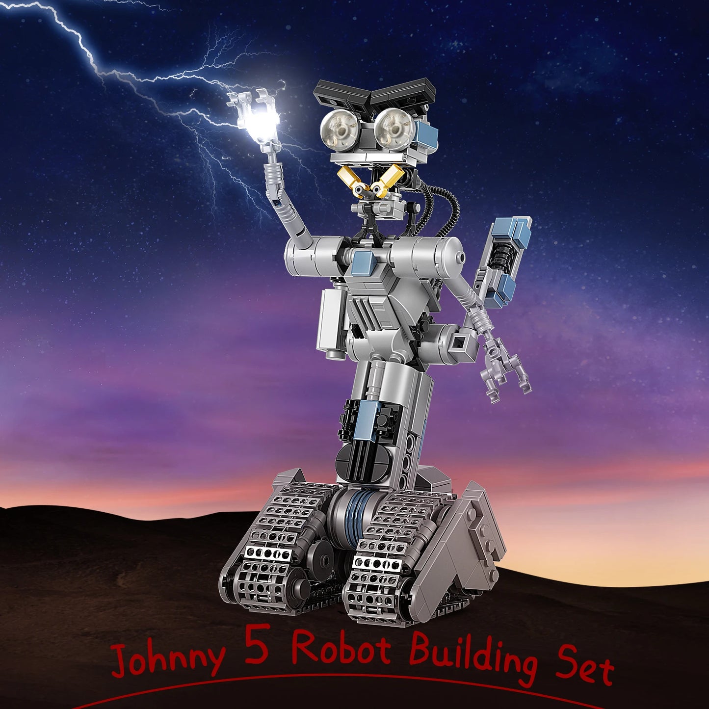 386PCS Upgrade Johnny 5 Robot Building Block Kit Movie Shorted Circuits Military Emotional Mecha Model Bricks Gift for Kid Adult