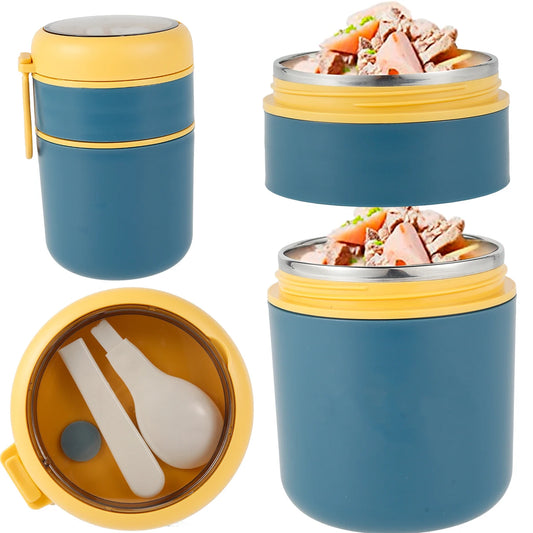 710ML Insulated Food Container Stainless Steel Vaccum Cup Soup Lunch Box with Foldable Spoon Thermo Keep Hot for School Child