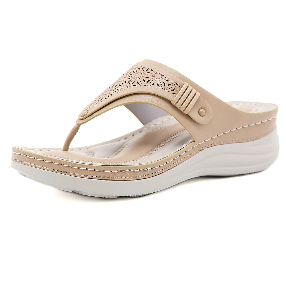 Women Orthopedic Sandals Summer Hollow Sandals Breathable Casual Wedge Sandals Non Slip Thick Sole Beach Shoes for Beach