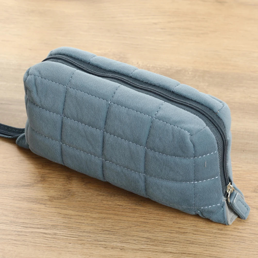 Kawaii Pencil Case Quilted Makeup Bag Cotton Pillow Shape Cosmetic Bag for Girls Students School Pen Pouch Supplies Stationery