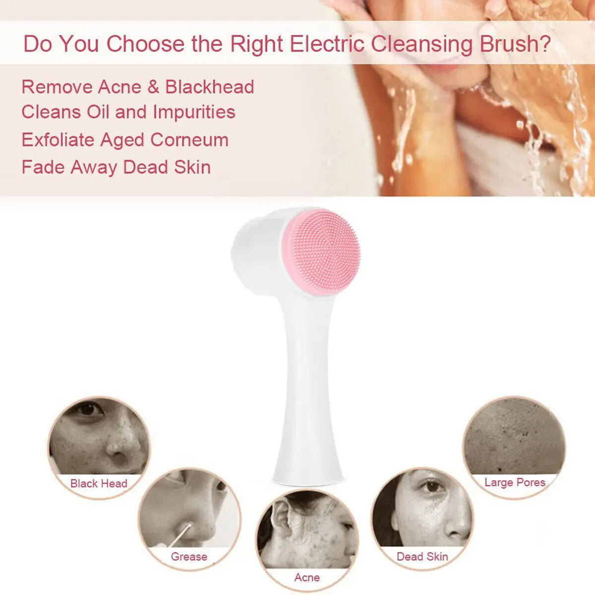 4 In 1 Facial Cleansing Brush, Mask Brush Silicone Face Scrubber