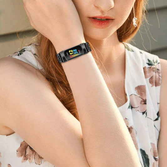 Stylish Cool Adjustable Stainless Steel Bands for Charge 5 Smartwatch - Chic Metal Wristband Bracelet Accessories for Women & Me
