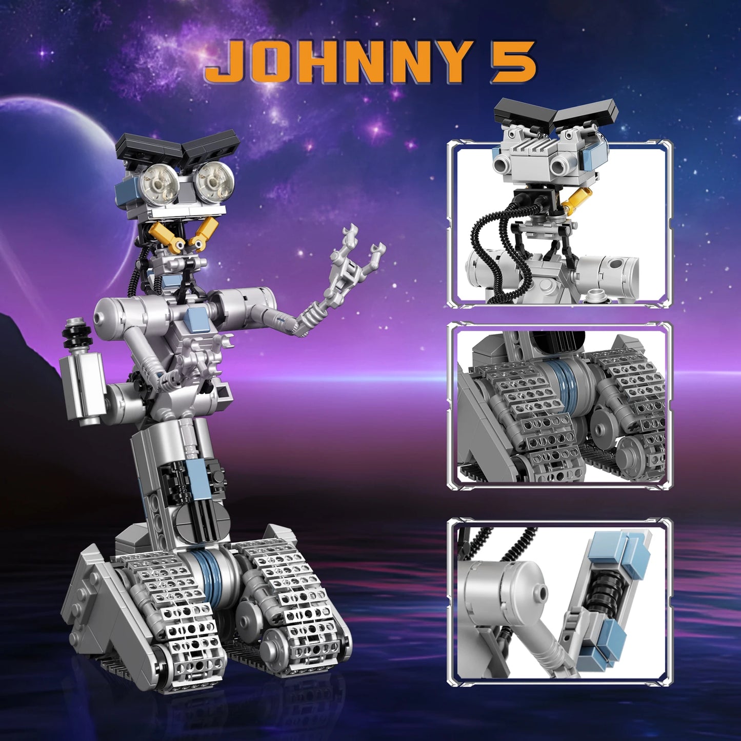 386PCS Upgrade Johnny 5 Robot Building Block Kit Movie Shorted Circuits Military Emotional Mecha Model Bricks Gift for Kid Adult