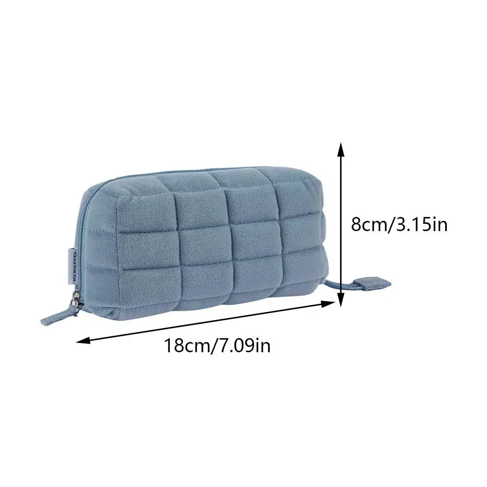Kawaii Pencil Case Quilted Makeup Bag Cotton Pillow Shape Cosmetic Bag for Girls Students School Pen Pouch Supplies Stationery